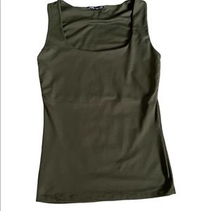 ZARA Olive Green Tank Top Sz S, lined (no bra needed) No rip/stain No c…